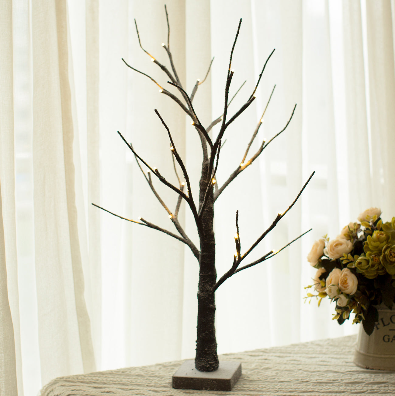 EAMBRITE drzewo bonsajowe ośnieżone o wysokości 24 cali, napędzane bateriami