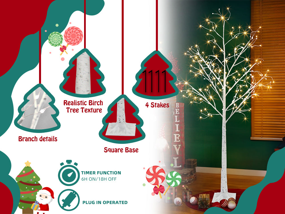 EAMBRITE 6FT Prelit Birch Tree