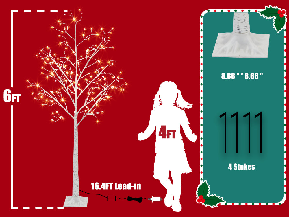 EAMBRITE 6FT Prelit Birch Tree