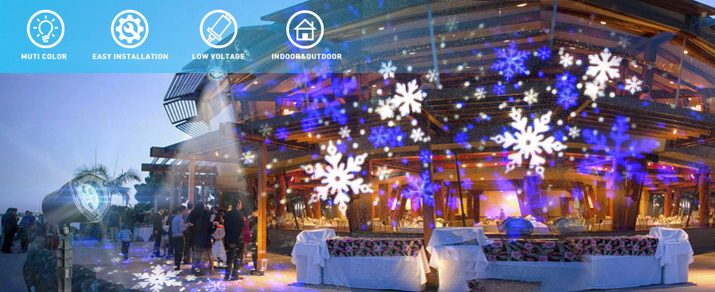 EAMBRITE Weihnachten Projektor, LED Weiß-Blau rotierender Schneeflocken - Projektorlichter