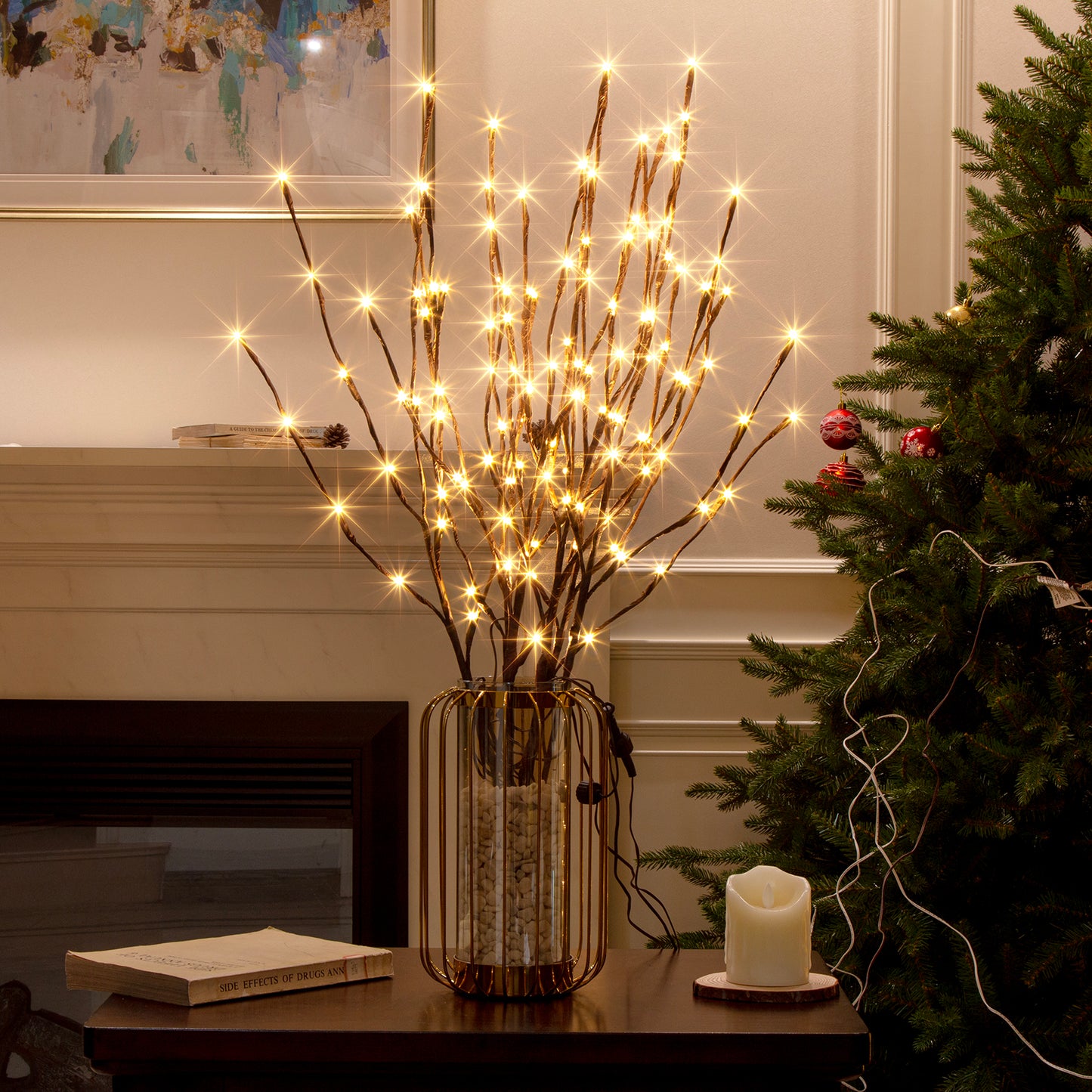 EAMBRITE 6PK Lighted Branches Brown Twig Stake