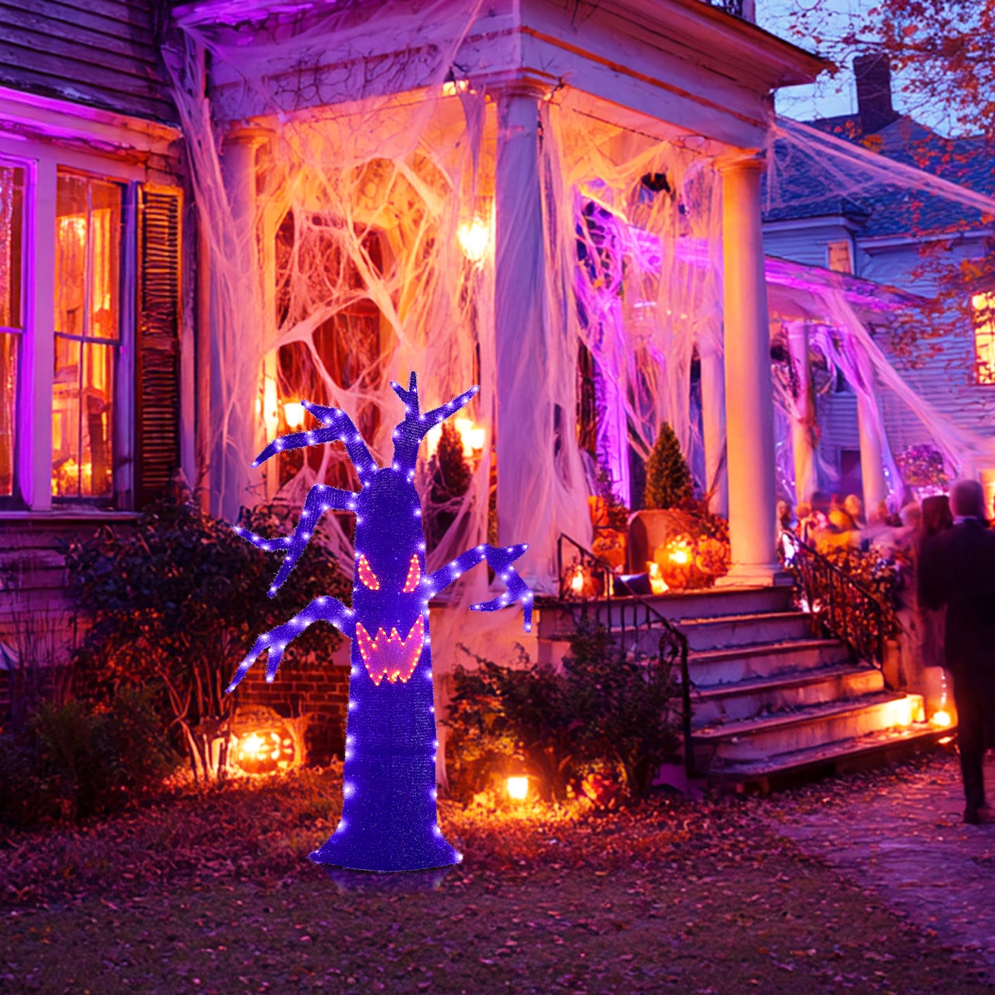 EAMBRITE Halloween Decorations Outdoor Dead Tree with Purple & Orange LED Lights