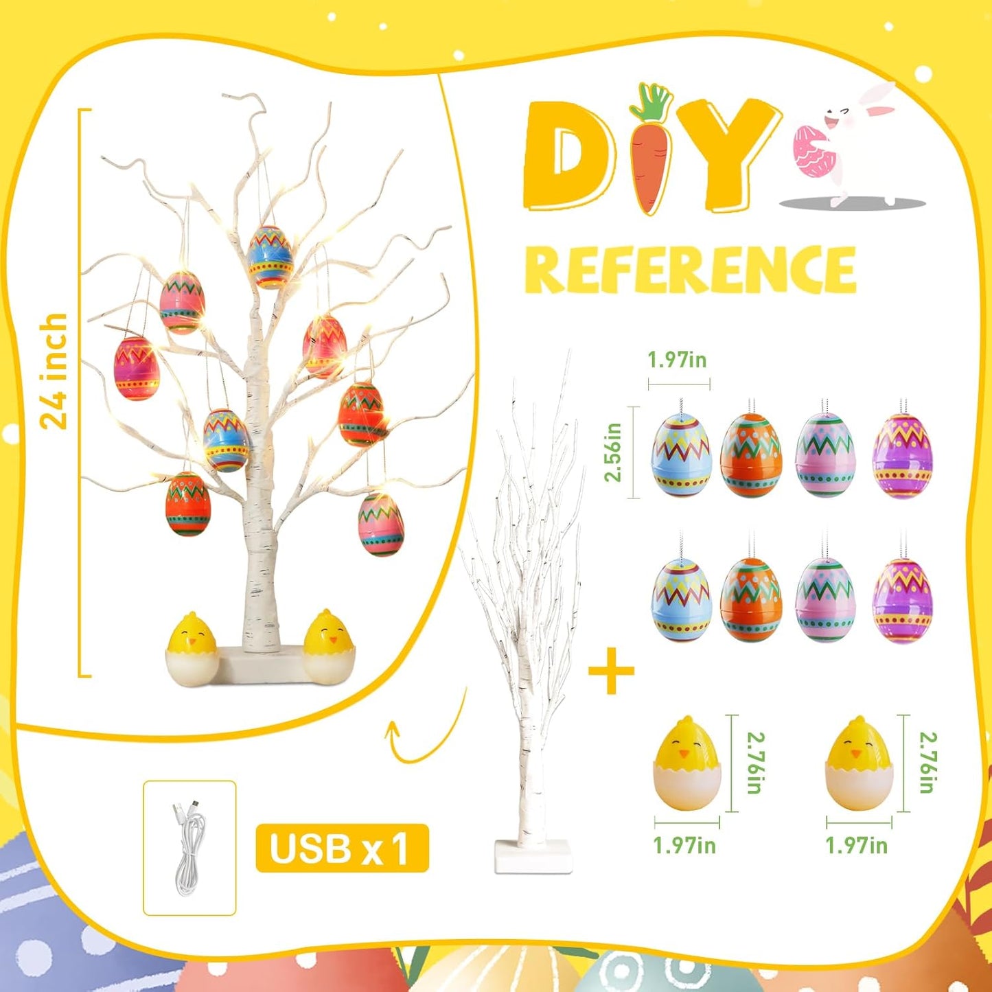 Sapin de Pâques EAMBRITE avec 10 œufs décoratifs