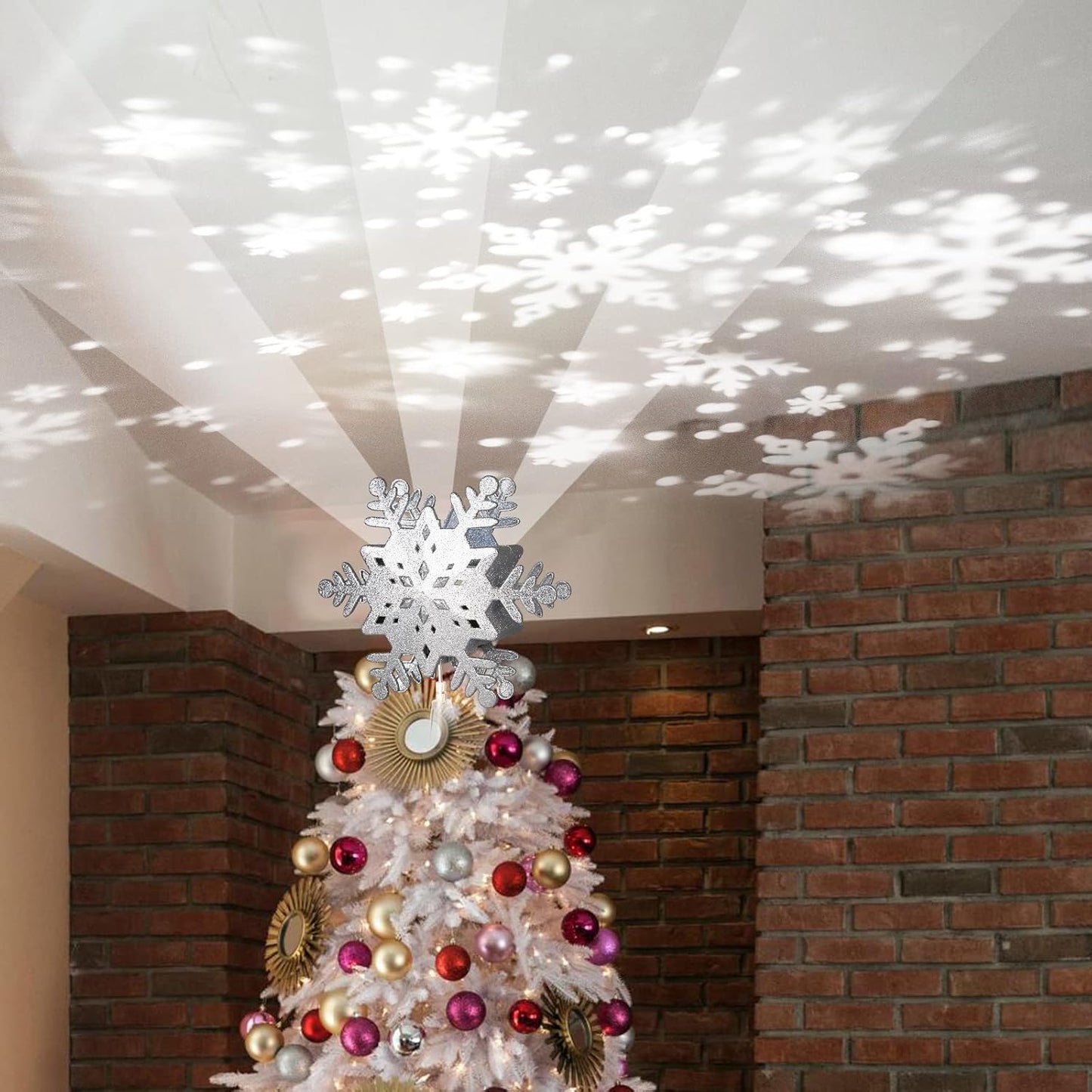 TETETATA Christmas Tree Topper Lighted Snowflake,