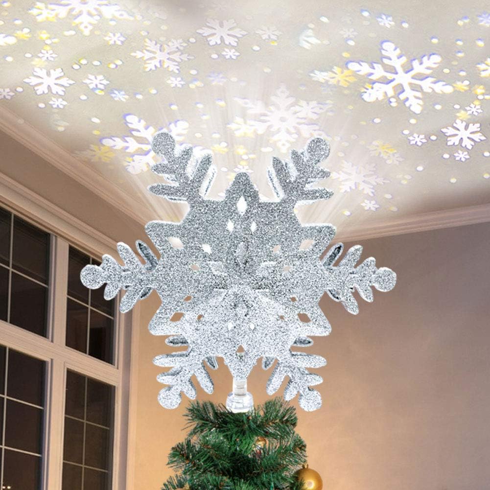 TETETATA Christmas Tree Topper Lighted Snowflake,
