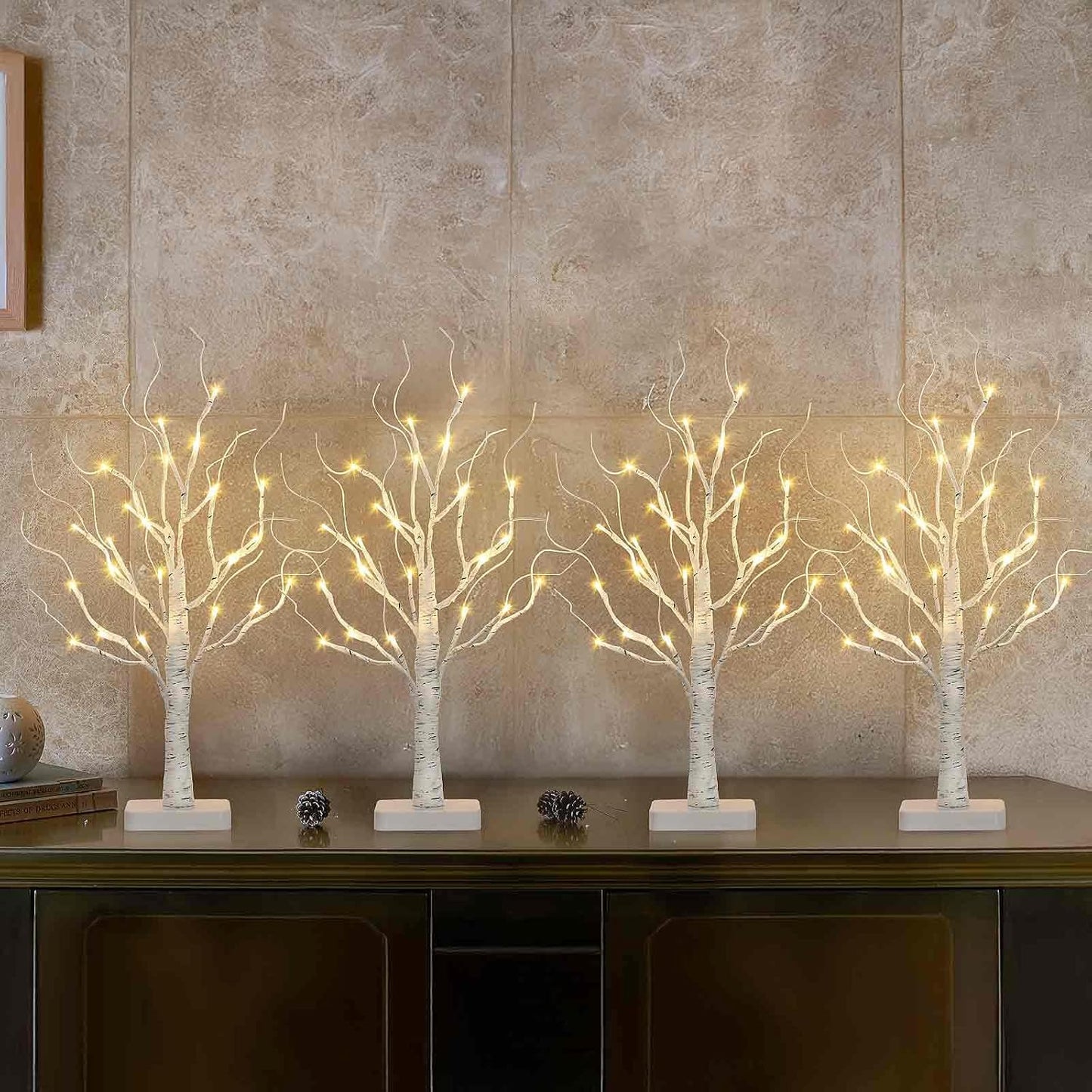 EAMBRITE Birkenbaum mit LED-Lichtern für Weihnachtsdekorationen Indoor