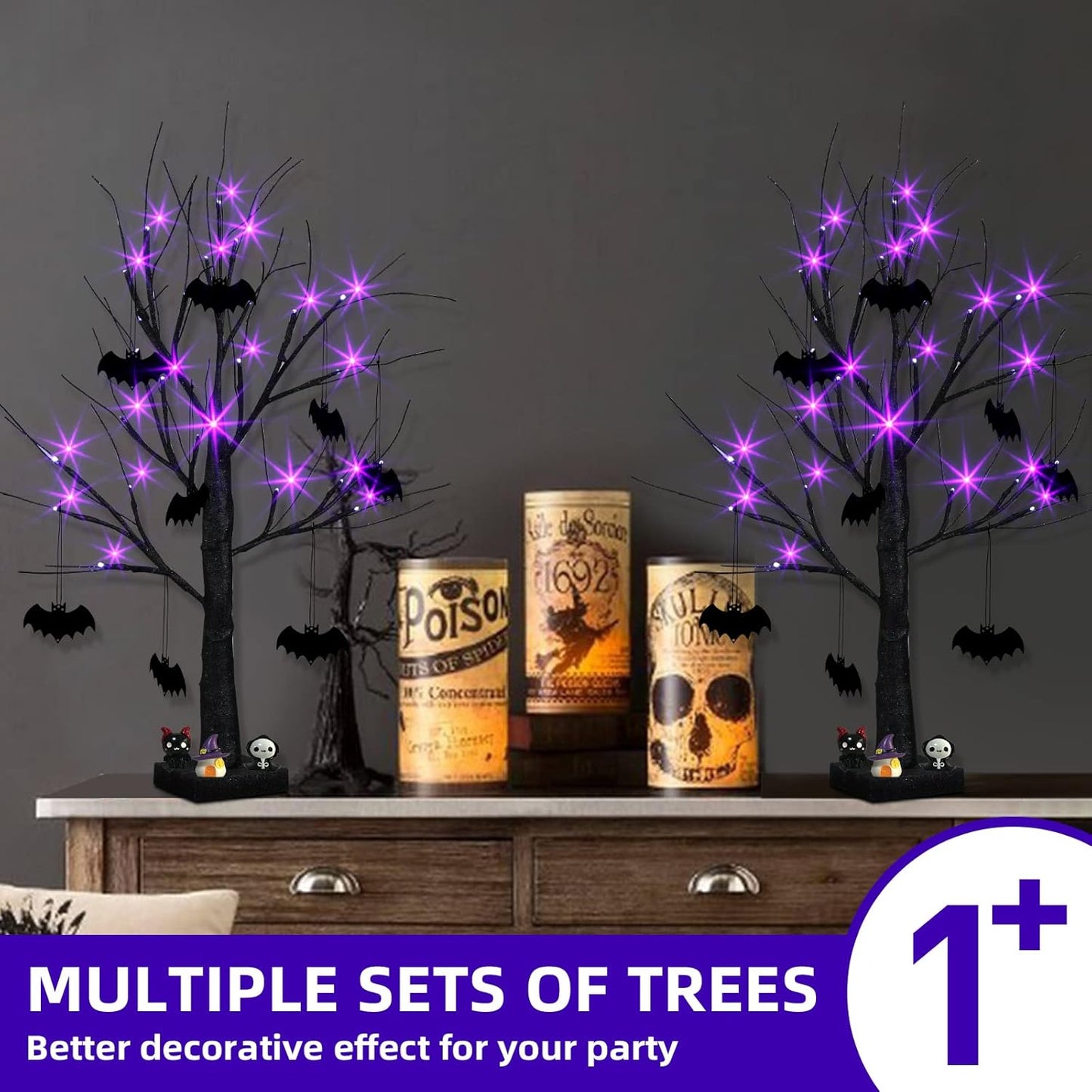 EAMBRITE halloweenský strom, černý vnitřní stůlní strom