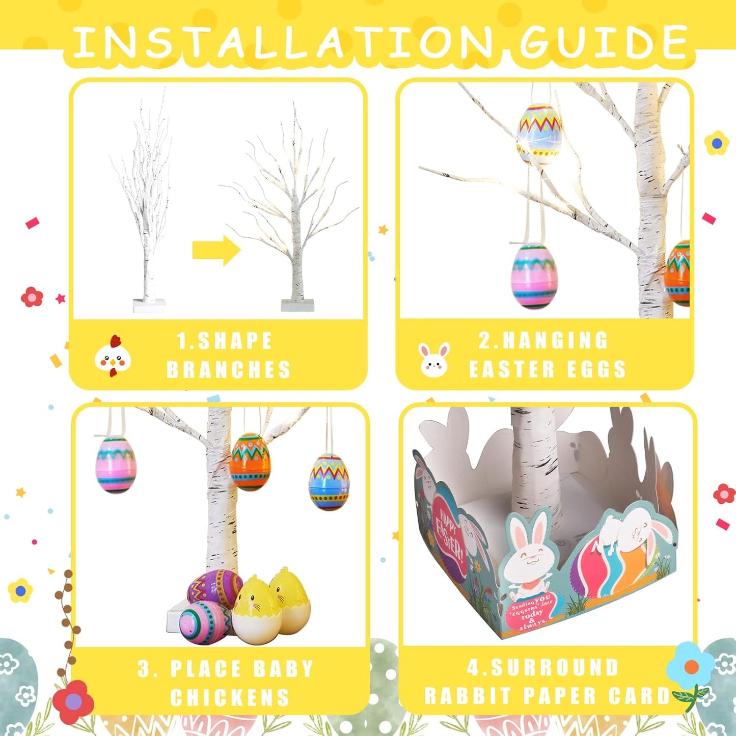 Sapin de Pâques EAMBRITE avec 10 œufs décoratifs