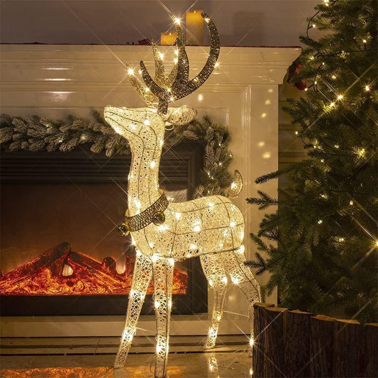EAMBRITE 120 cm Vorbeleuchtetes Weihnachtsrentier mit 70 warmweißen LEDs