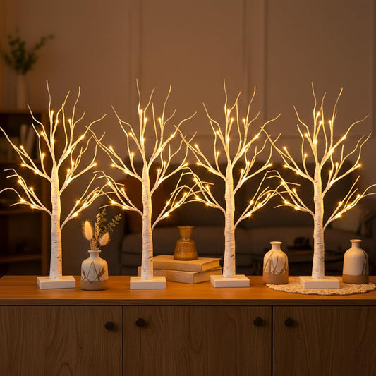 Árbol de birch iluminado TETETATA con luces LED para decoración navideña