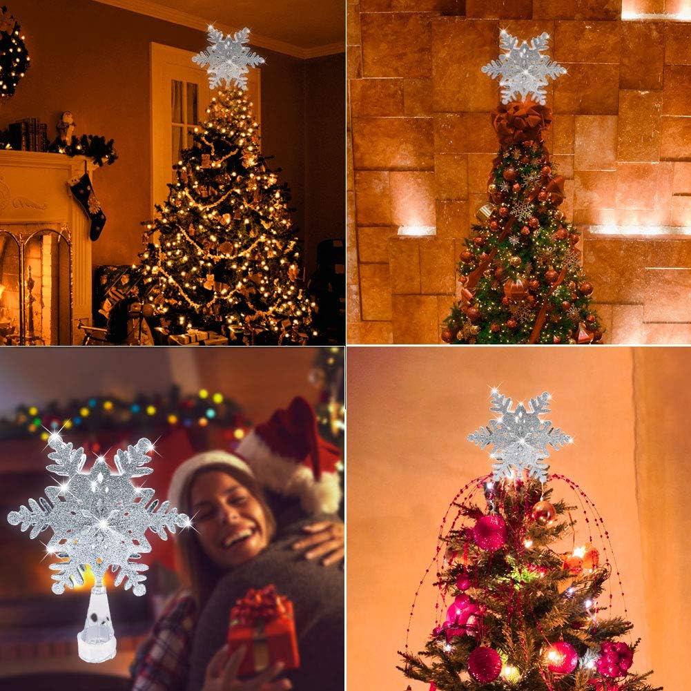 TETETATA Christmas Tree Topper Lighted Snowflake,
