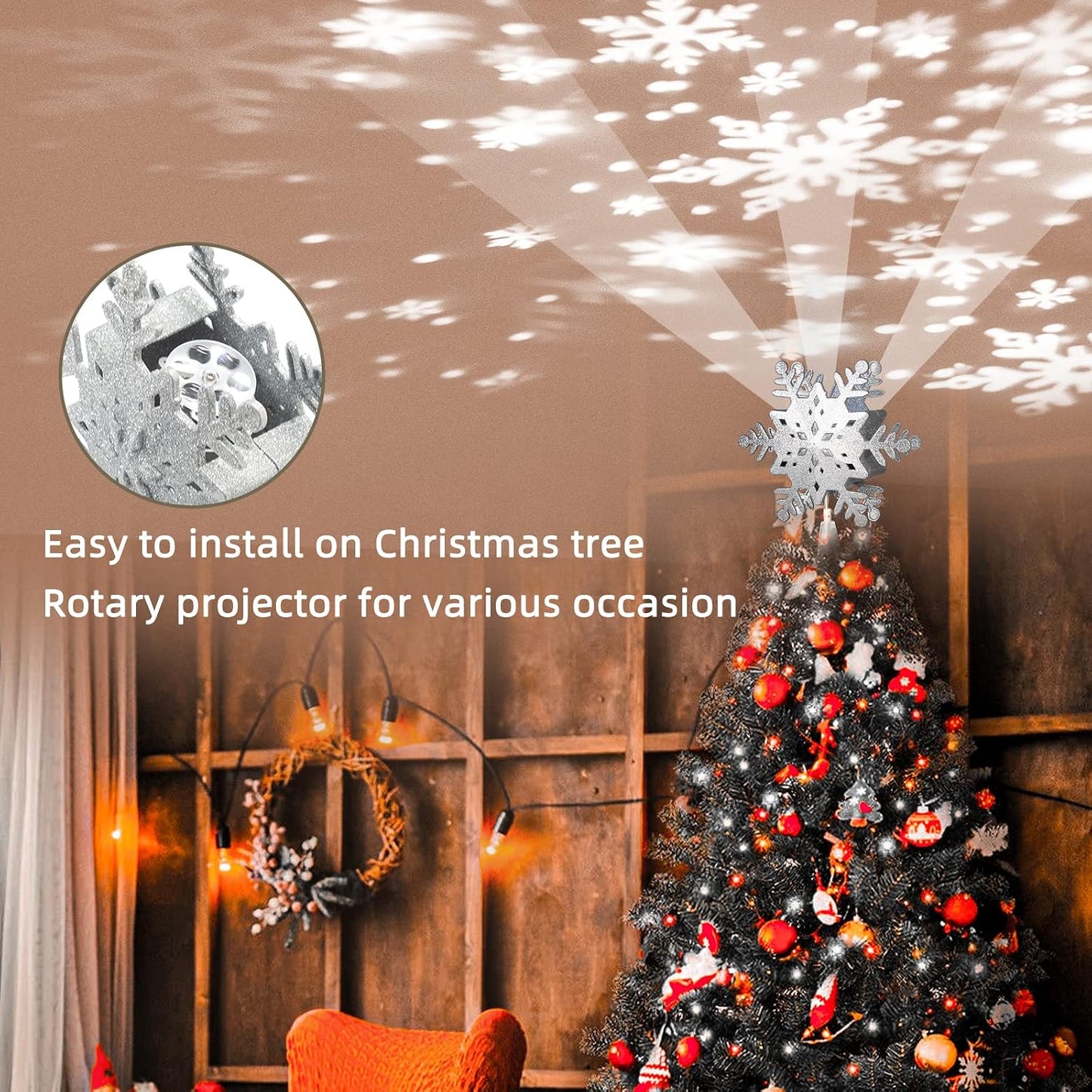 TETETATA Christmas Tree Topper Lighted Snowflake,