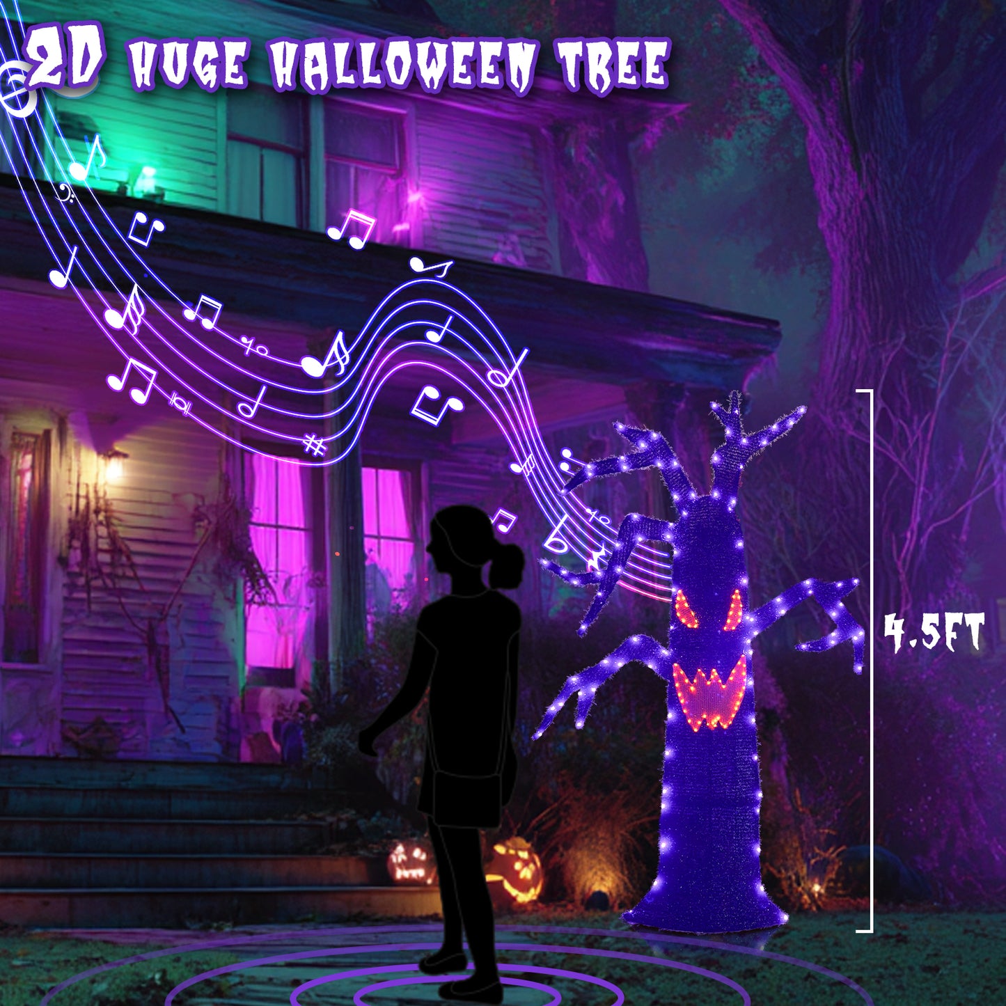 EAMBRITE Halloween Decorations Outdoor Dead Tree with Purple & Orange LED Lights