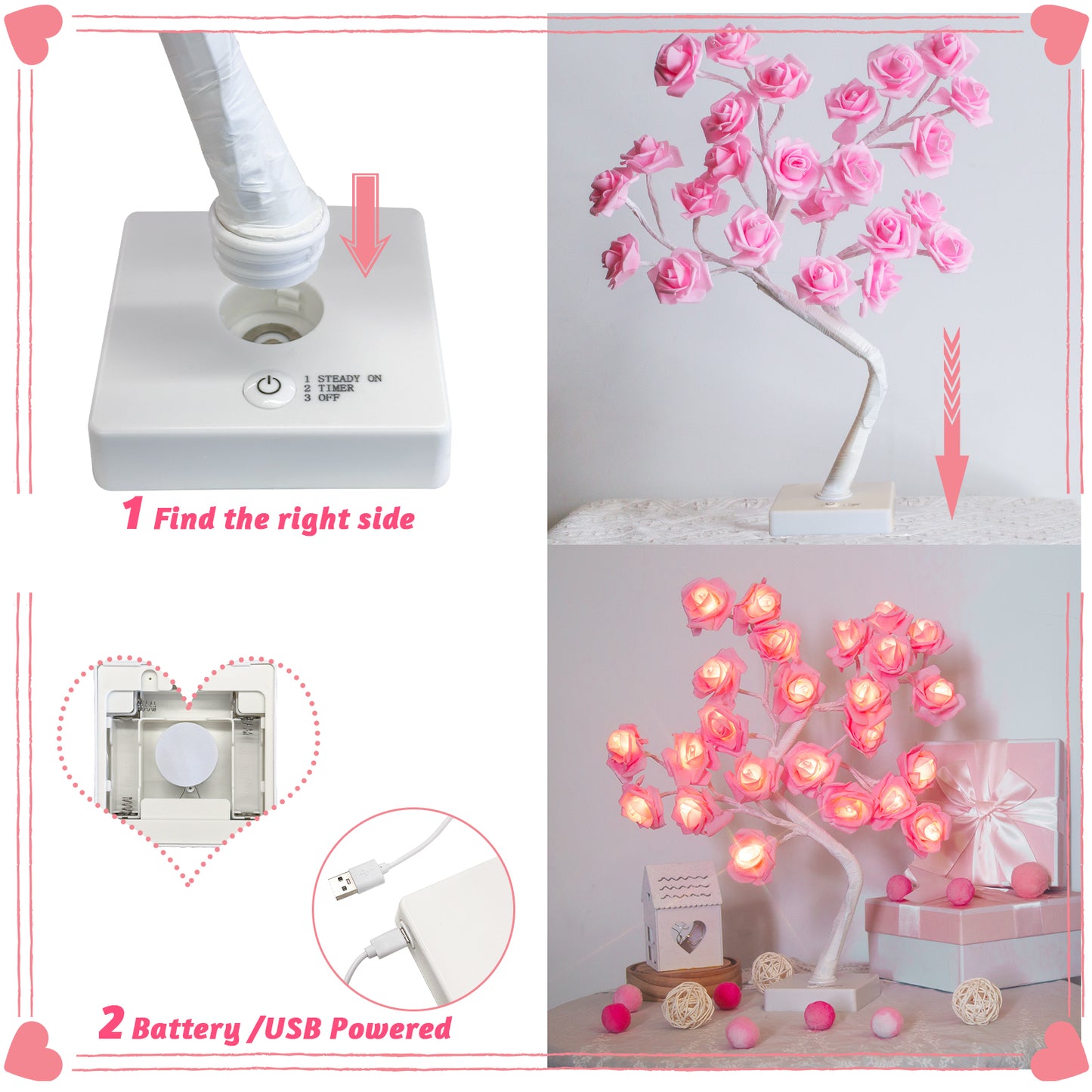 EAMBRITE Rose Flower Lamp