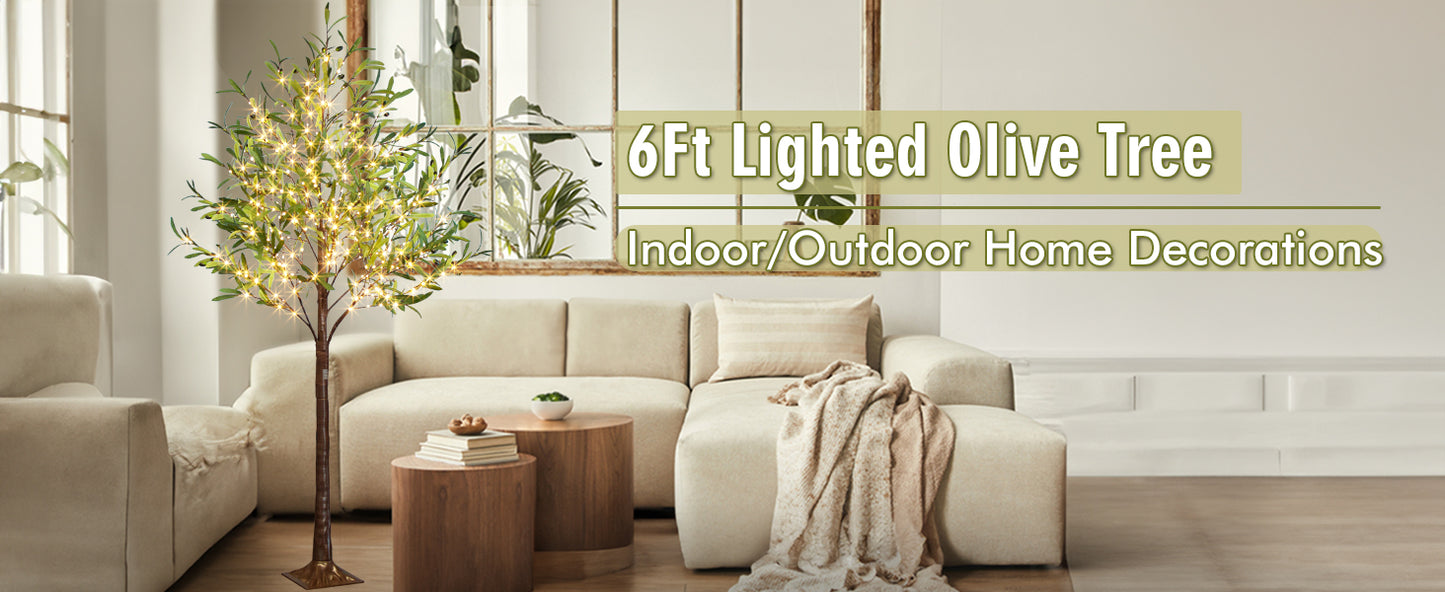 EAMBRITE Beleuchteter künstlicher Olivenbaum Indoor, 1,8 m Eukalyptusbaum mit Feenlichtern