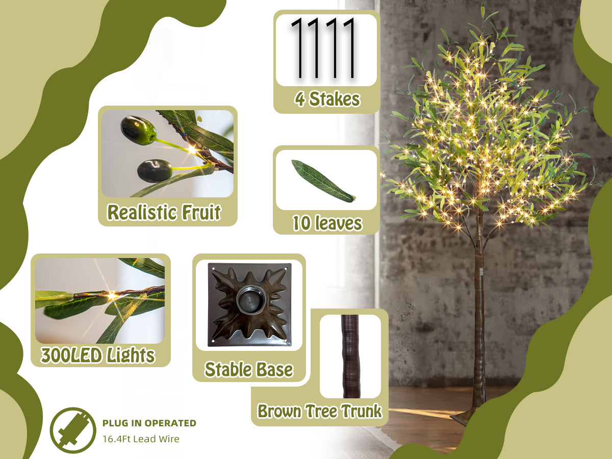 EAMBRITE Beleuchteter künstlicher Olivenbaum Indoor, 1,8 m Eukalyptusbaum mit Feenlichtern