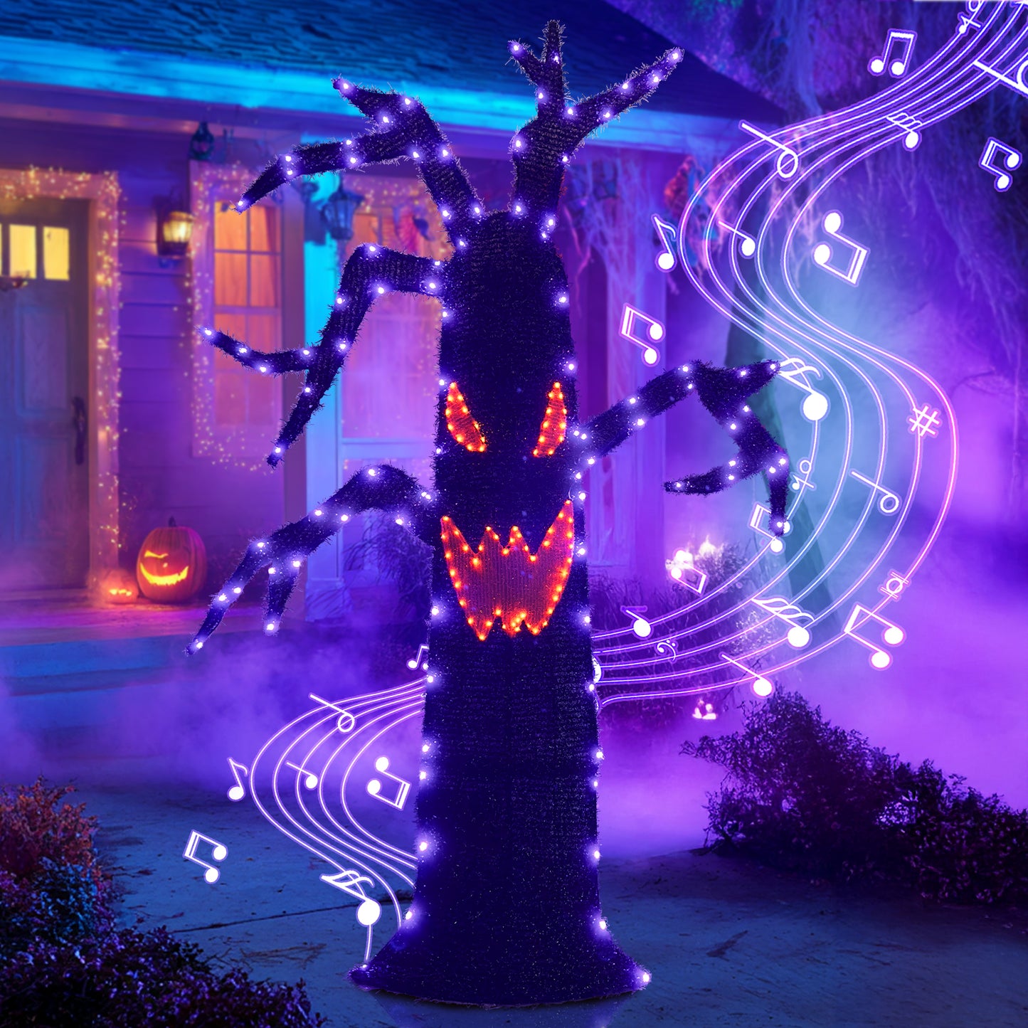 EAMBRITE Halloween Decorations Outdoor Dead Tree with Purple & Orange LED Lights
