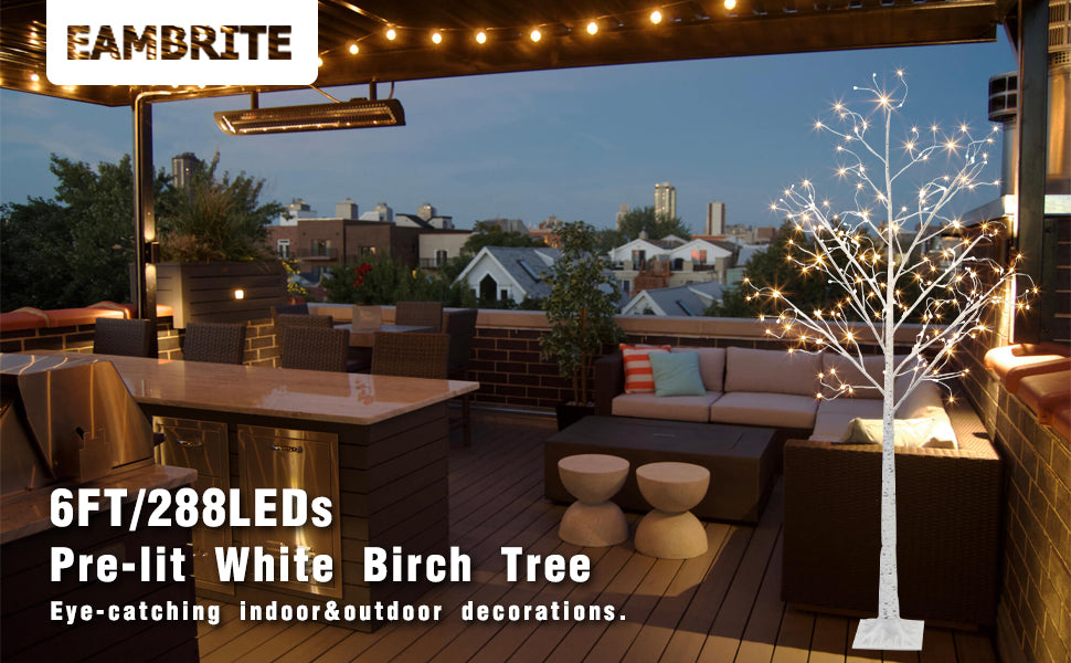 EAMBRITE 6FT Prelit Birch Tree