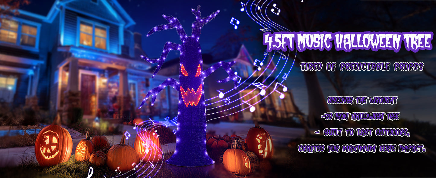 EAMBRITE Halloween Decorations Outdoor Dead Tree with Purple & Orange LED Lights