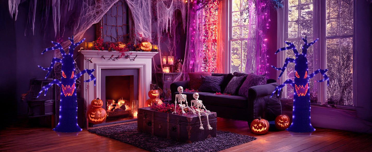 EAMBRITE Halloween Decorations Outdoor Dead Tree with Purple & Orange LED Lights
