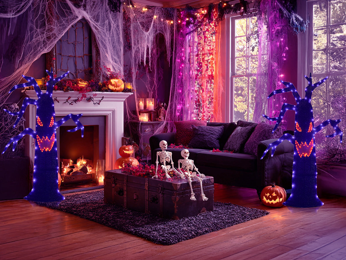 EAMBRITE Halloween Decorations Outdoor Dead Tree with Purple & Orange LED Lights