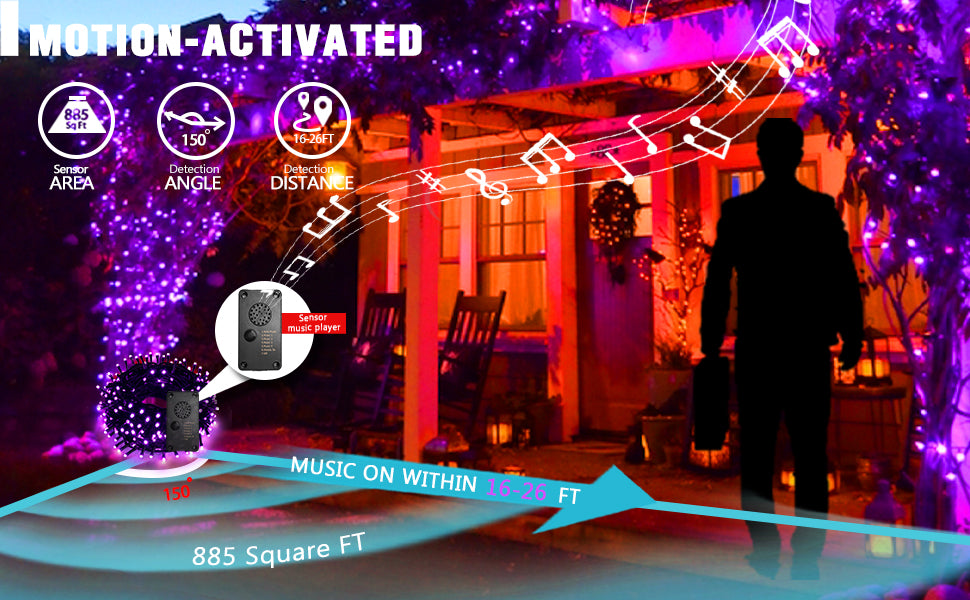 EAMBRITE 万圣节装饰 200 个 LED 万圣节灯串，带恐怖音乐