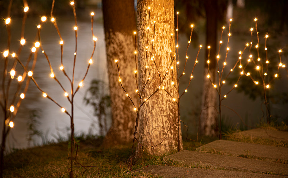 EAMBRITE 6PK Lighted Branches Brown Twig Stake