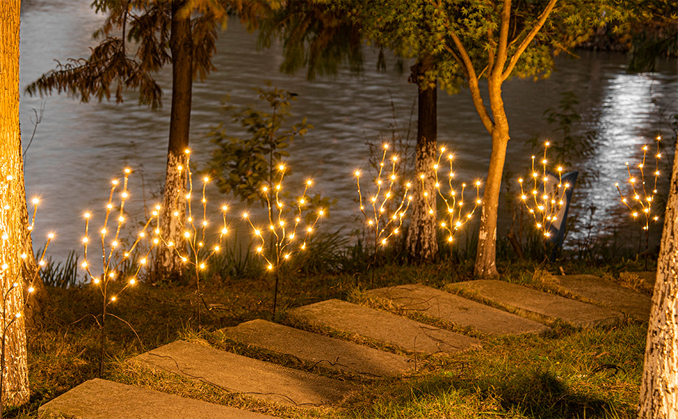 EAMBRITE 6PK Lighted Branches Brown Twig Stake