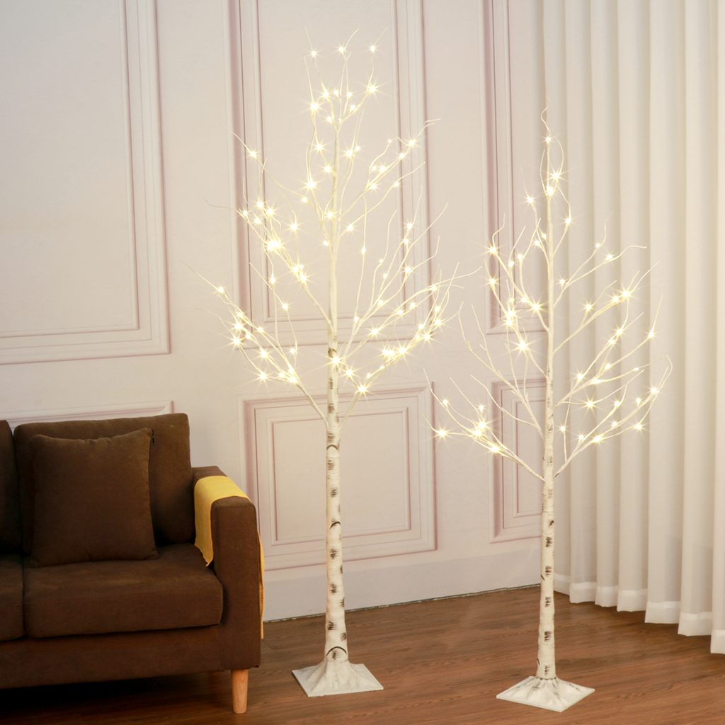 EAMBRITE 1,52 m (5 FT) 1,83 m (6 FT) Weißbirkenbaum - Set Weihnachtsbaumdekorationen