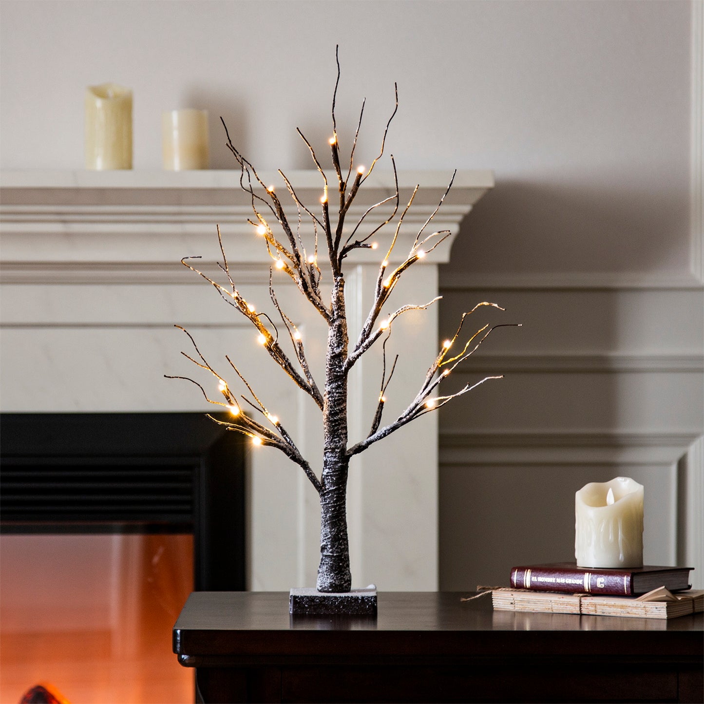 EAMBRITE drzewo bonsajowe ośnieżone o wysokości 24 cali, napędzane bateriami