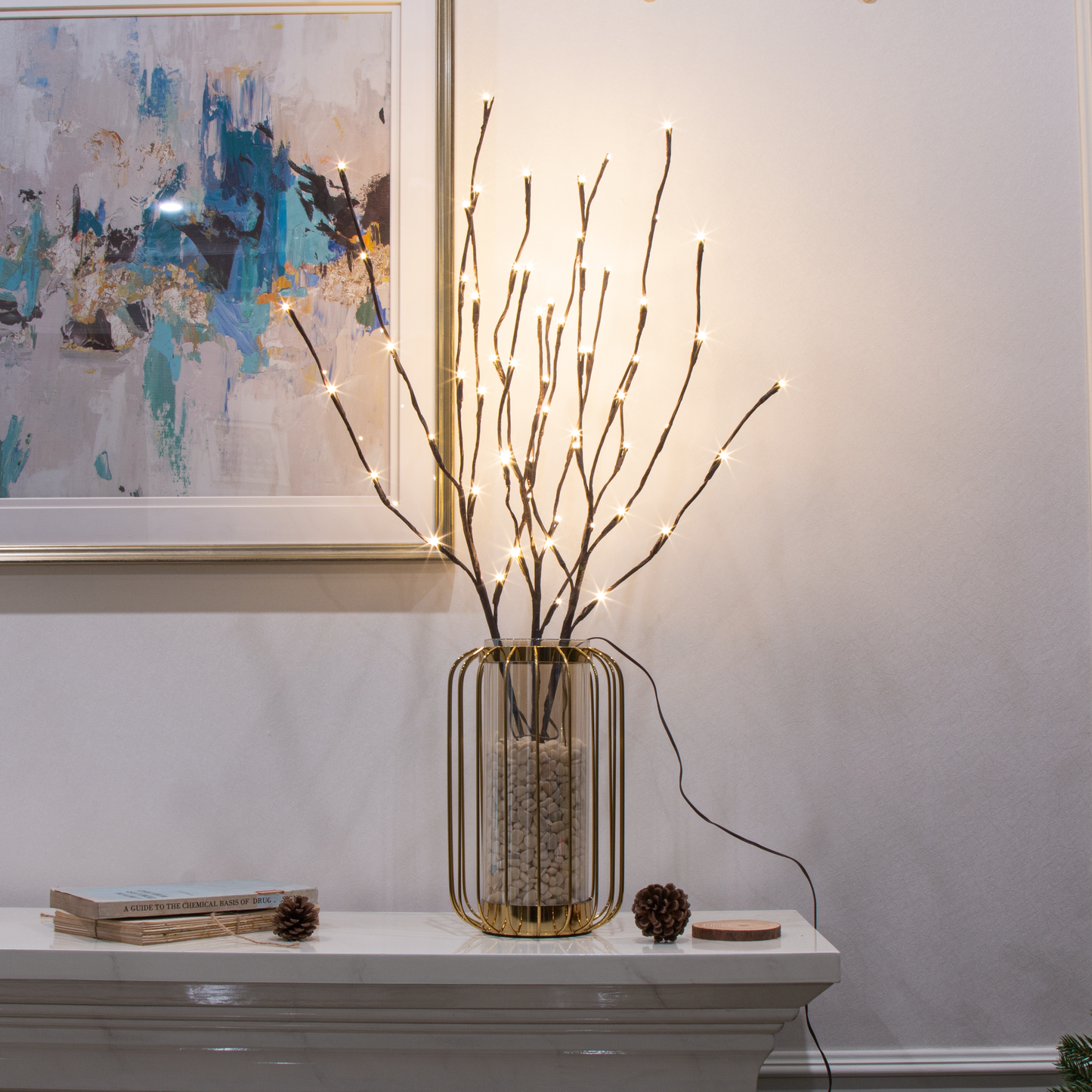 EAMBRITE 6PK Lighted Branches Brown Twig Stake