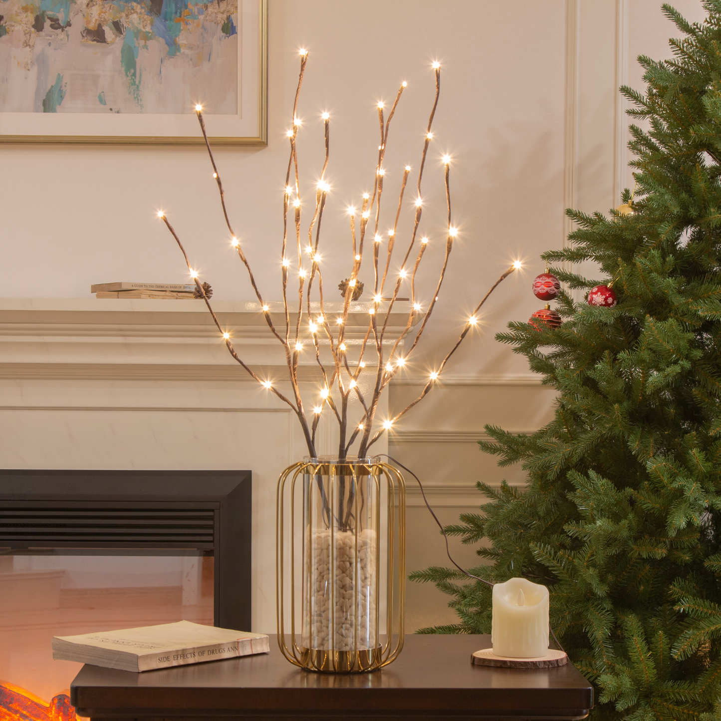 EAMBRITE 6PK Lighted Branches Brown Twig Stake
