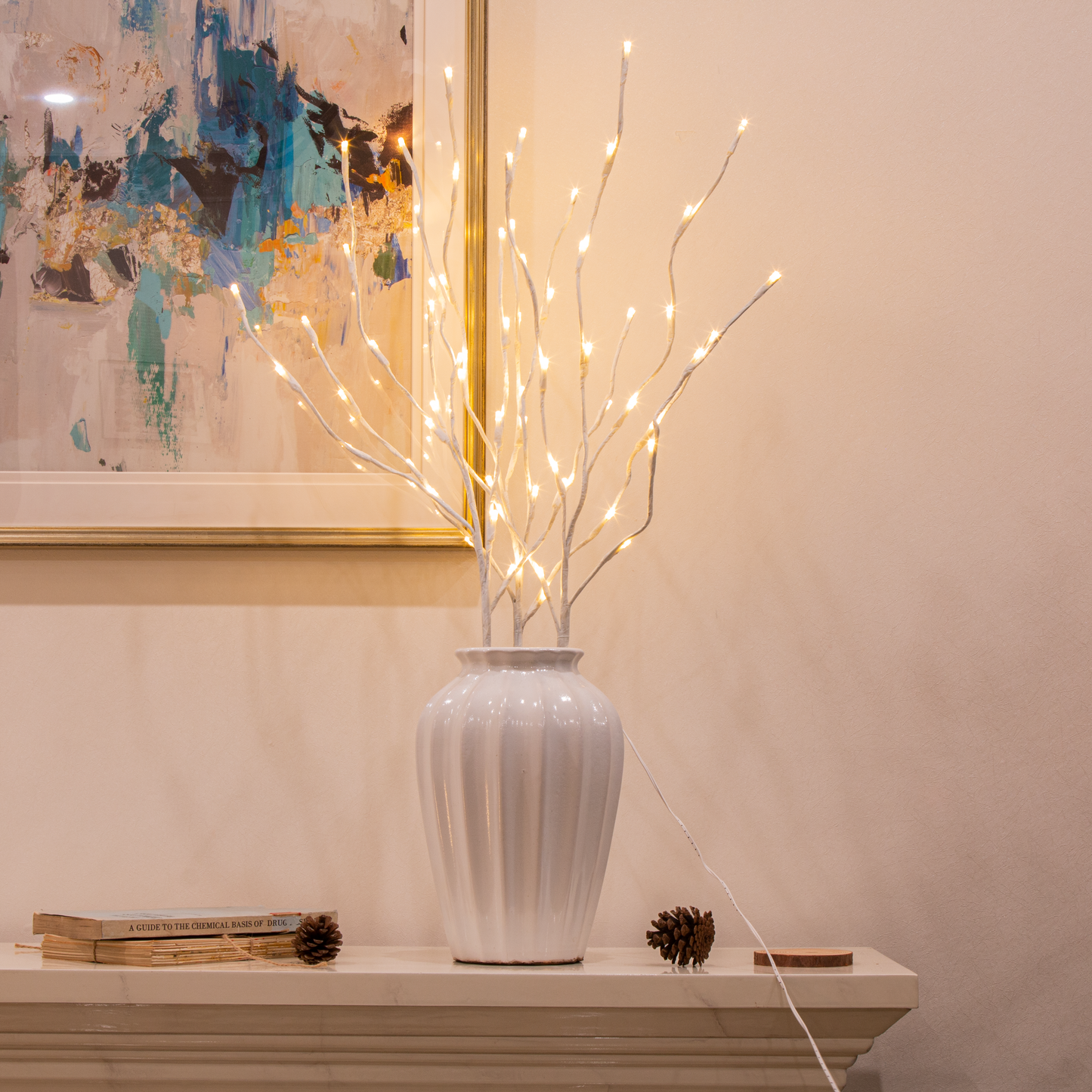  EAMBRITE Ramas Blancas Iluminadas, 30 Pulgadas, 60 LED