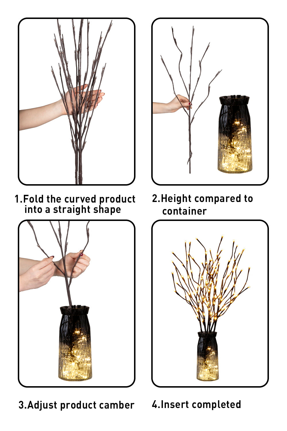 EAMBRITE 6PK Lighted Branches Brown Twig Stake