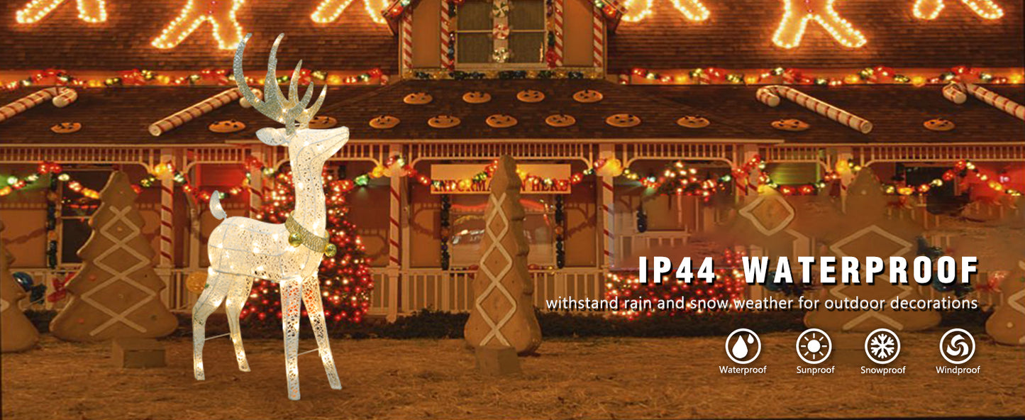 EAMBRITE 120 cm Vorbeleuchtetes Weihnachtsrentier mit 70 warmweißen LEDs