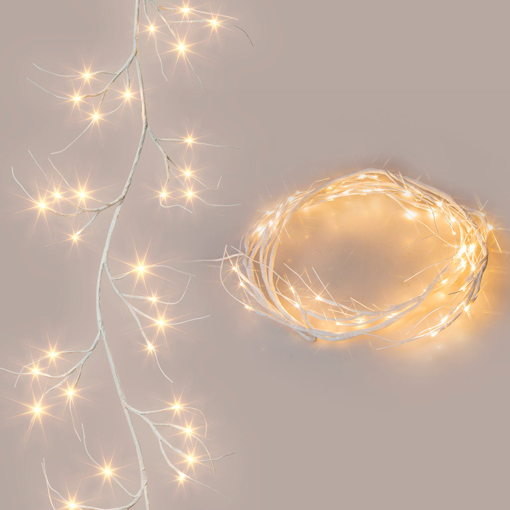  EAMBRITE Guirnaldas Blancas con Luces, Guirnaldas de Ramitas Iluminadas con 48 LED de 6 Pies, con Enchufe