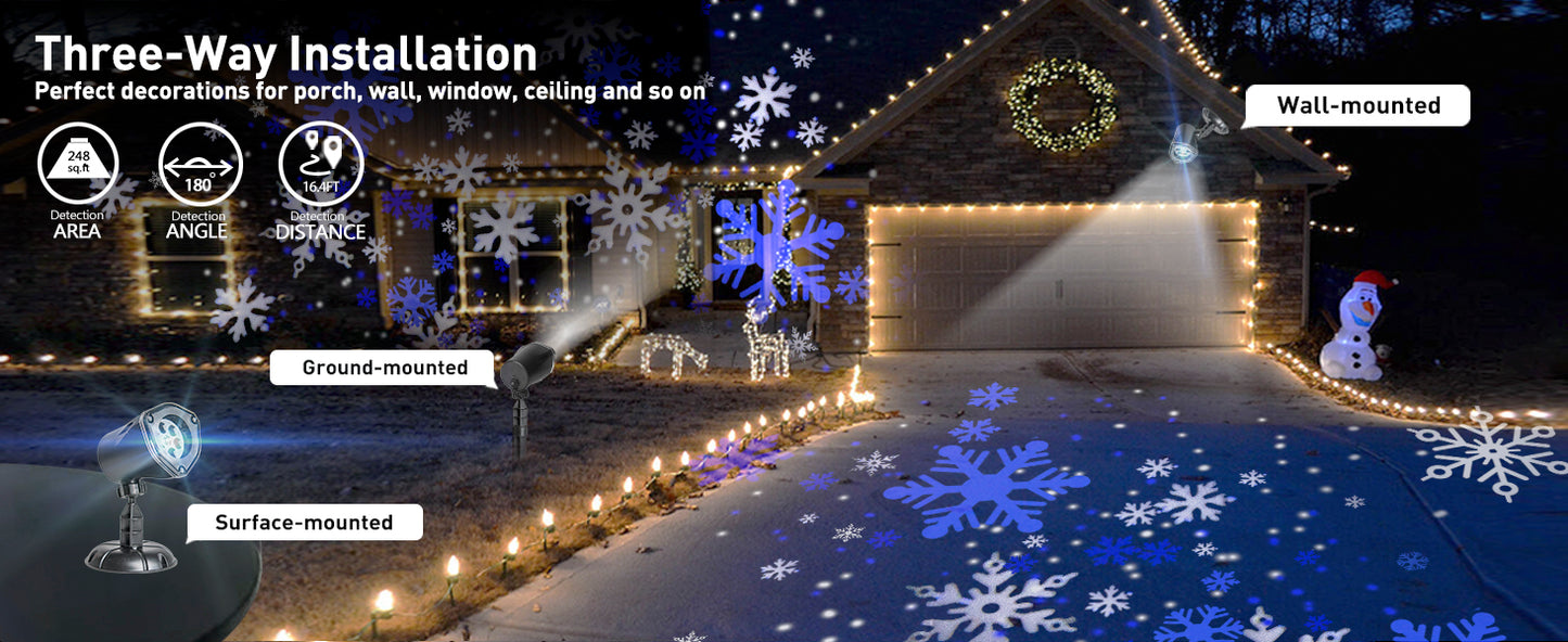 EAMBRITE Weihnachten Projektor, LED Weiß-Blau rotierender Schneeflocken - Projektorlichter
