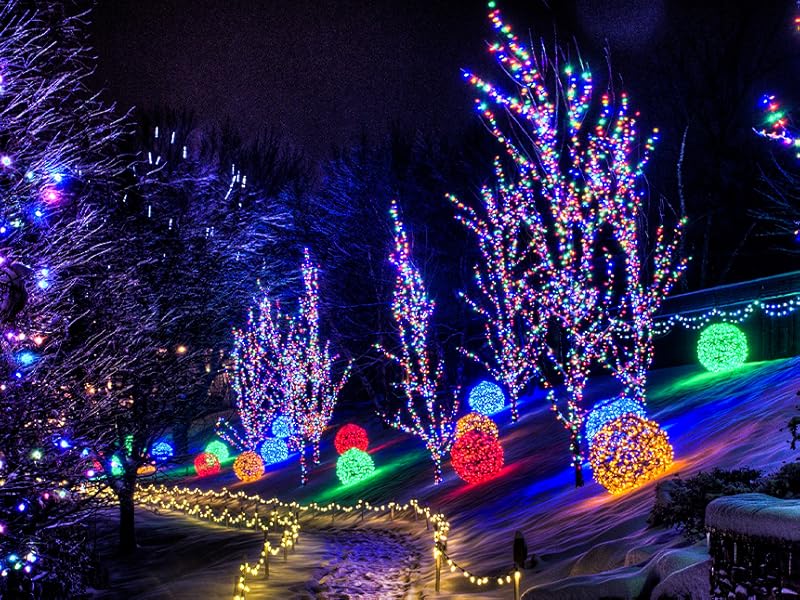 EAMBRITE EAMBRITE 25m Lichterkette mit 200 LEDs und fröhlicher Musik für Außendekoration